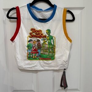 ROMWE X Stevenrhodes Street Life Slogan & Alien Graphic Ringer Cropped Tank NWT